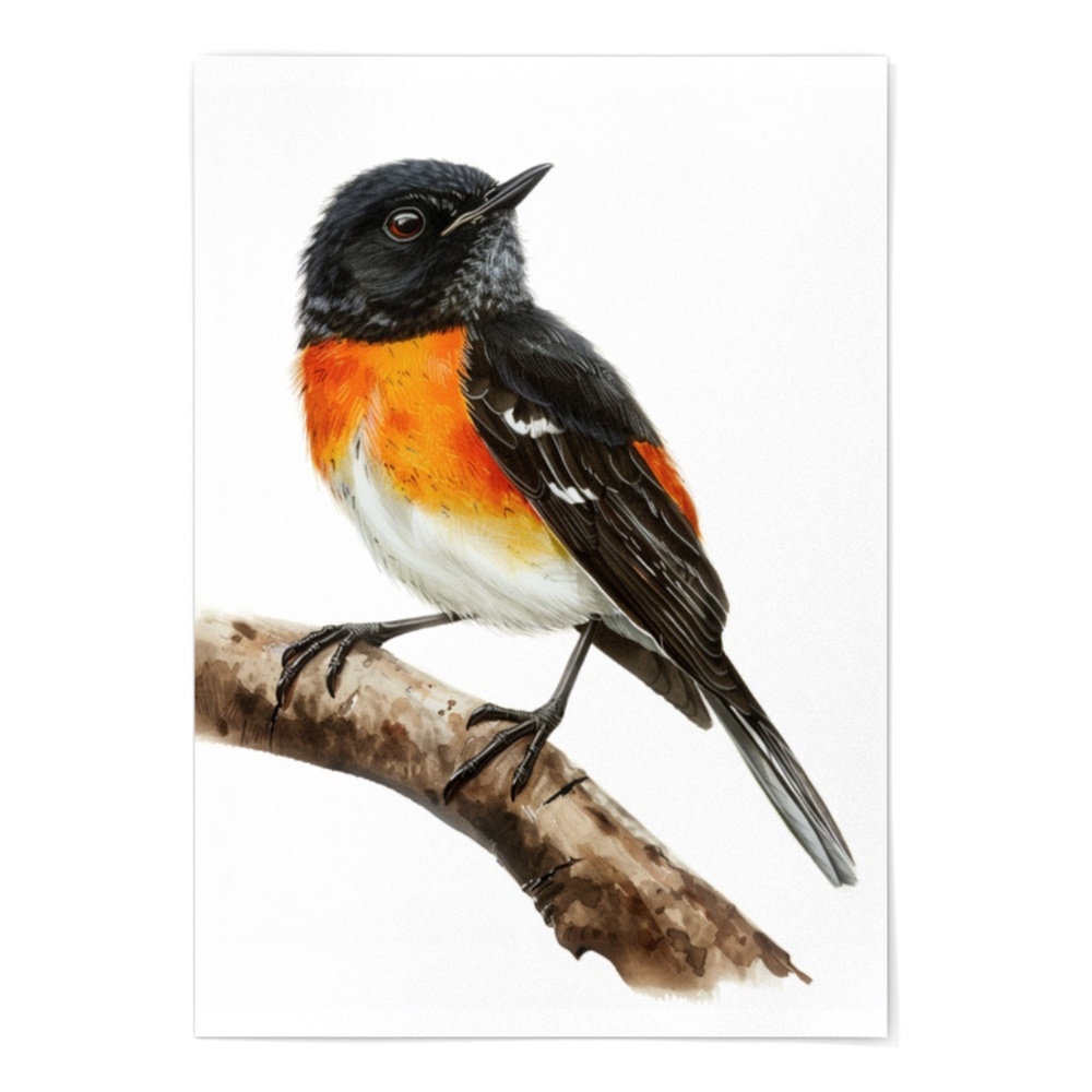 Watercolor American Redstart Bird Print Unframed - Wall Art Bird Illustration - Picture 2 of 5